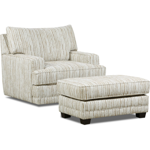 Kennedy Swivel Accent Chair & Ottoman in Mineral Multicolor Chenille